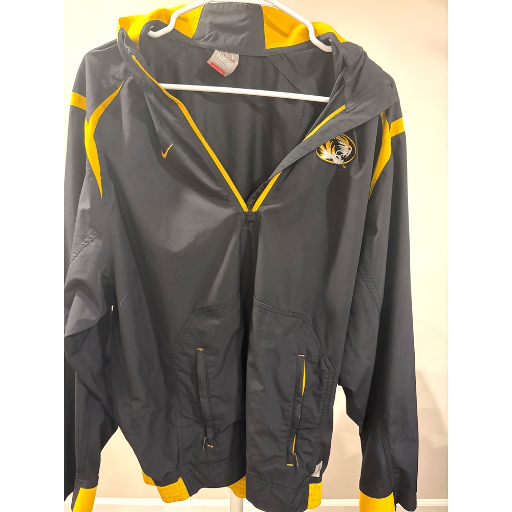Vintage Y2K Nike Team Mizzou Tigers Half Zip Hooded Windbreaker Jacket Large